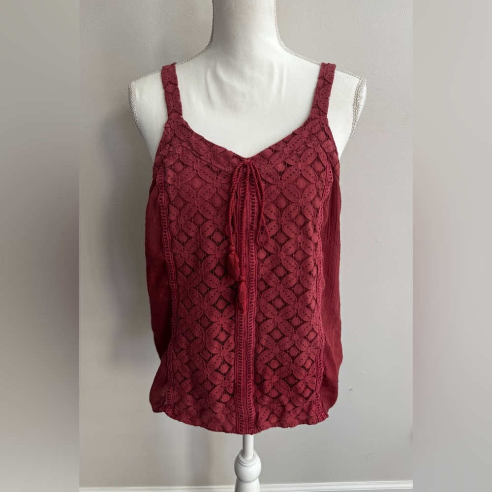 Parallel Skies Camisole With Lace in Deep Red